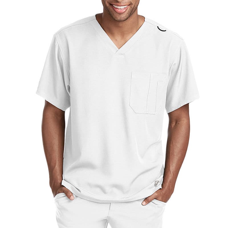 1-Pocket Mens V Neck Short Sleeve